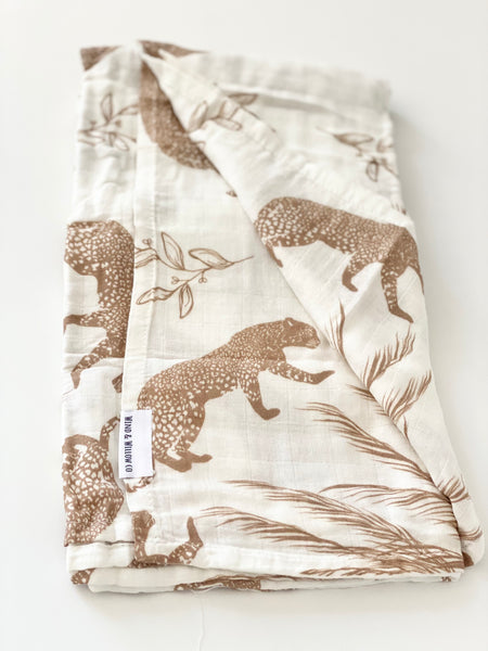 Organic Cotton & Bamboo Swaddle - Boho Leopard