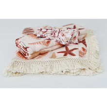 Load image into Gallery viewer, The Shell Pack  - Organic Fringe Swaddle - Organic Swaddle - Bamboo Topknot
