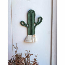 Load image into Gallery viewer, Green Macrame Catus Wall Hanging 
