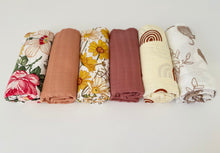 Load image into Gallery viewer, Organic Cotton &amp; Bamboo Swaddle - Sunburnt Rainbows
