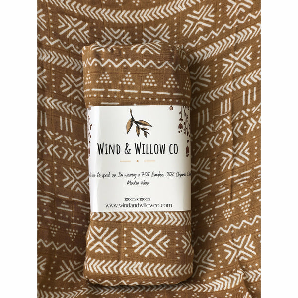 Organic Cotton & Bamboo Swaddle - Owl Brown