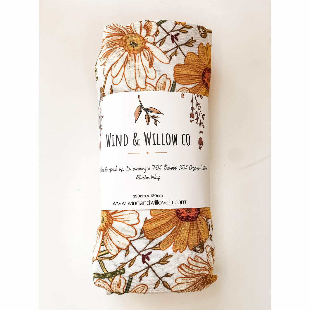 Organic Cotton & Bamboo Swaddle - Sunflower